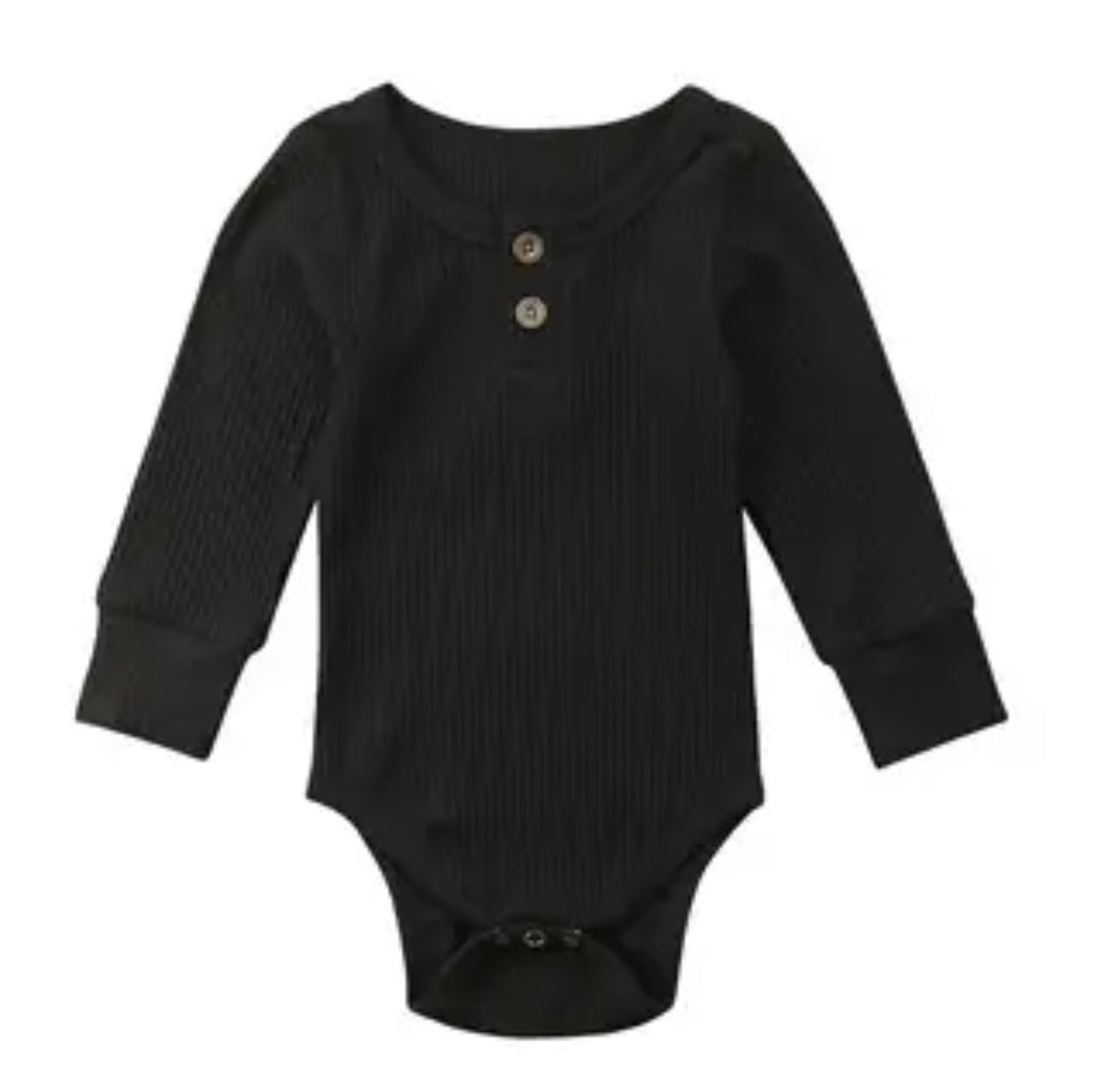 Infant Sunken Stripe Cotton Long Sleeve Triangle Rompers