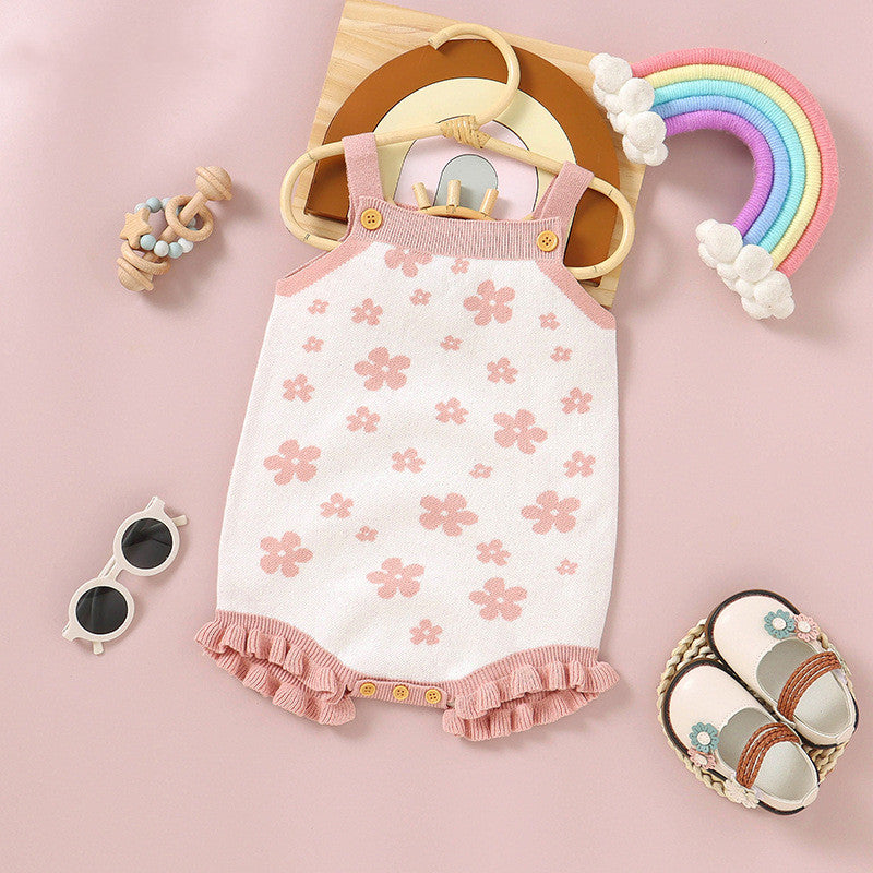 Girls' Cute Fashion Jacquard Sling Triangle Rompers