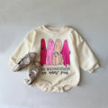 Cute Hippie Funny Ghost Print Long Sleeve Triangle Rompers