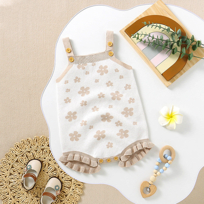 Girls' Cute Fashion Jacquard Sling Triangle Rompers