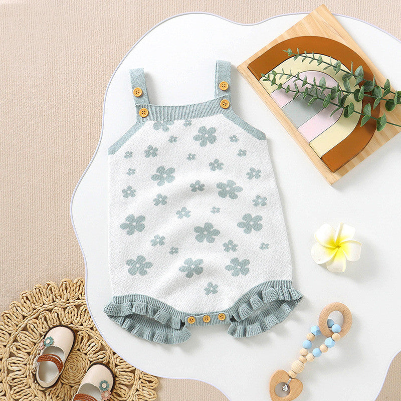 Girls' Cute Fashion Jacquard Sling Triangle Rompers
