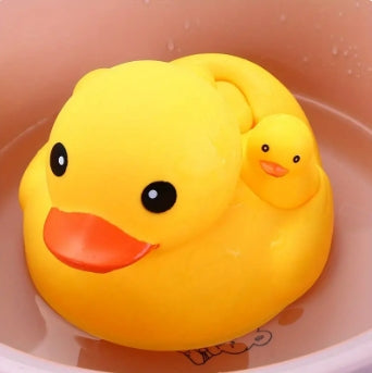 Water Playing Small Yellow Duck Baby Bath Toys Squeeze And Sound Big Yellow Duck Suit