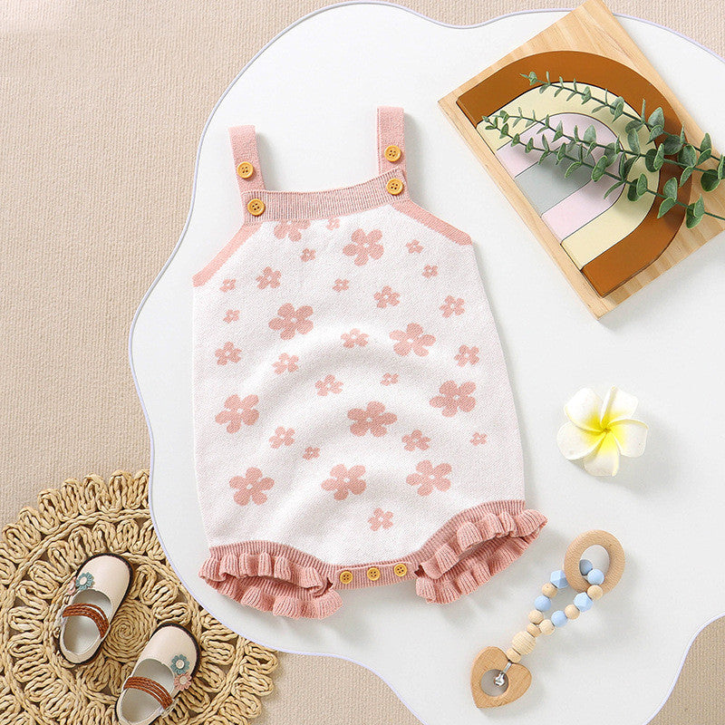 Girls' Cute Fashion Jacquard Sling Triangle Rompers