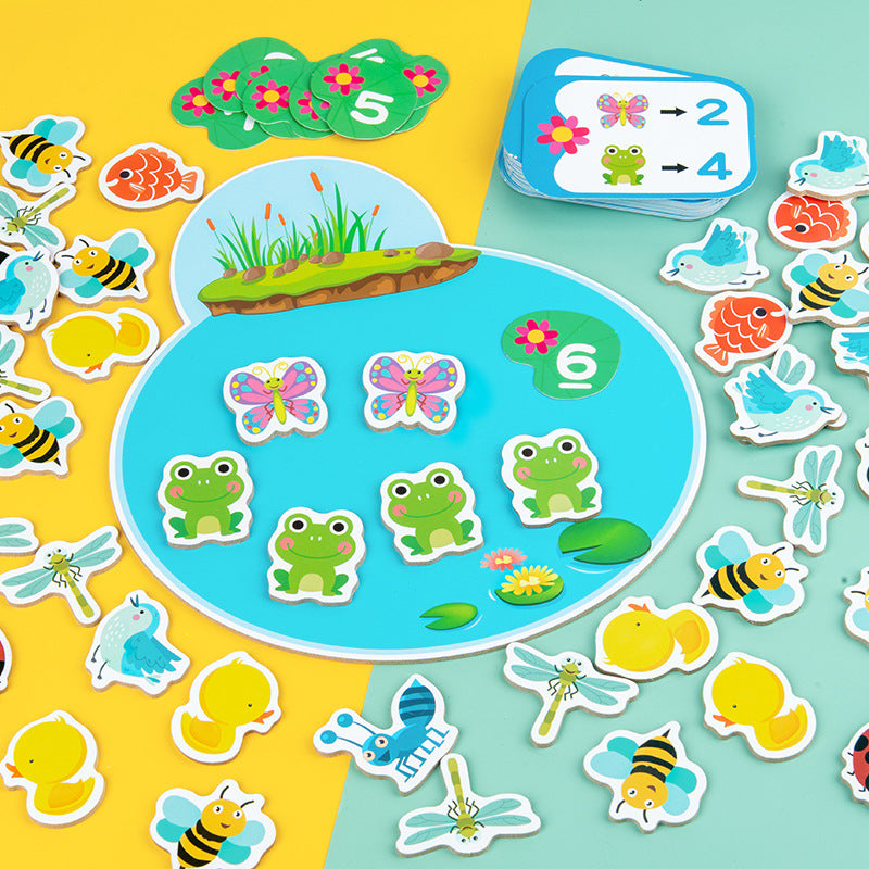 Count The Pond Animals And Watch Parent-child Interactive Board Game Wooden Early Childhood Baby Toys