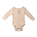 Infant Sunken Stripe Cotton Long Sleeve Triangle Rompers