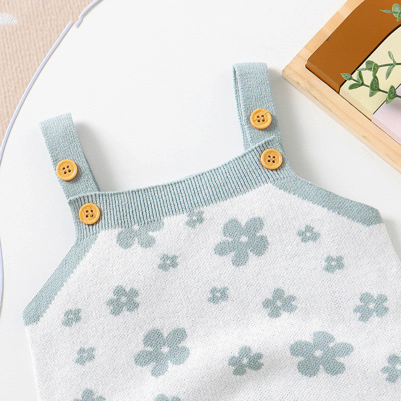 Girls' Cute Fashion Jacquard Sling Triangle Rompers