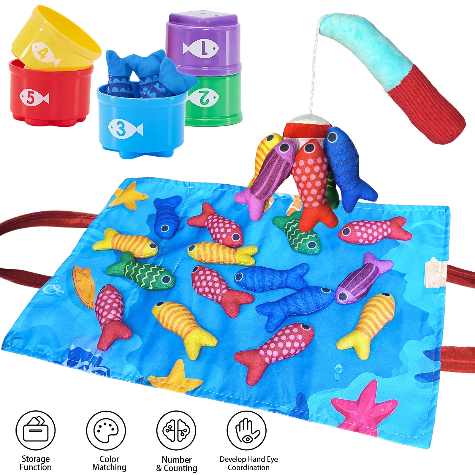 Baby Fishing Toys Fabric Crawling Game Mat Three-dimensional Early Education Toys