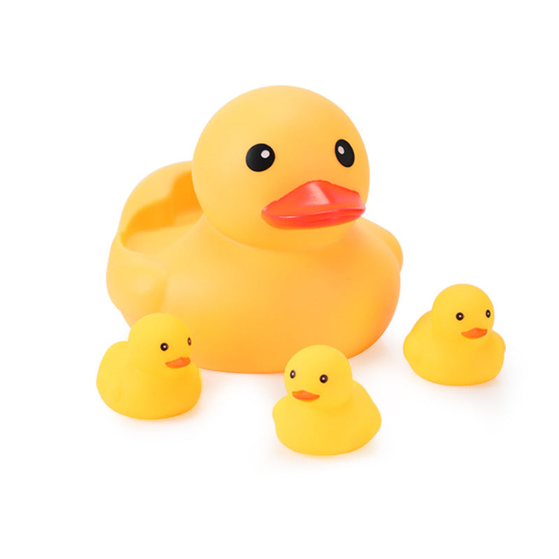 Water Playing Small Yellow Duck Baby Bath Toys Squeeze And Sound Big Yellow Duck Suit