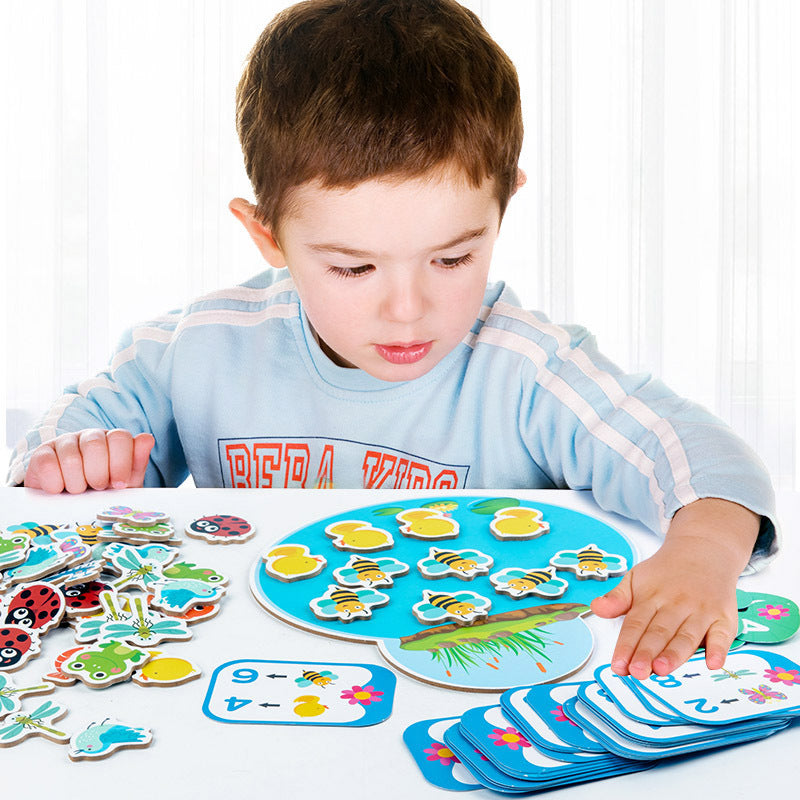 Count The Pond Animals And Watch Parent-child Interactive Board Game Wooden Early Childhood Baby Toys